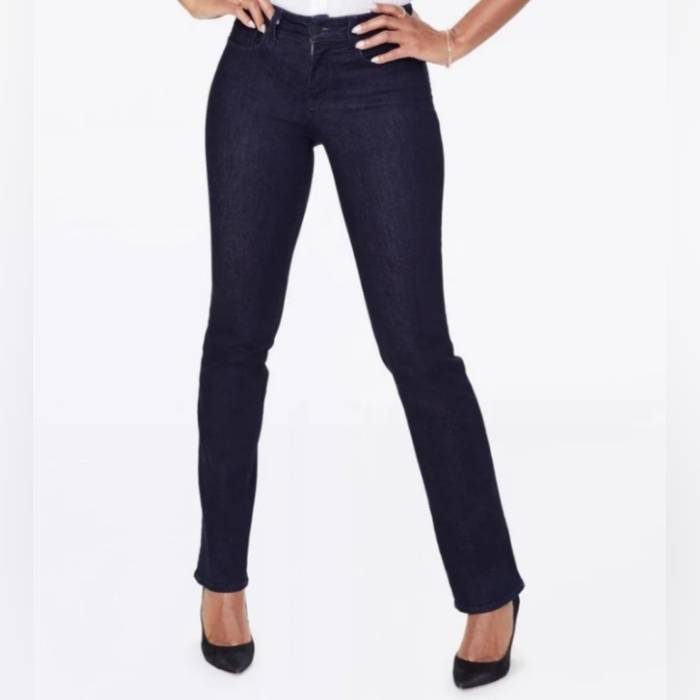 Nydj Marilyn Straight Denim Jean Dark Wash Size 10